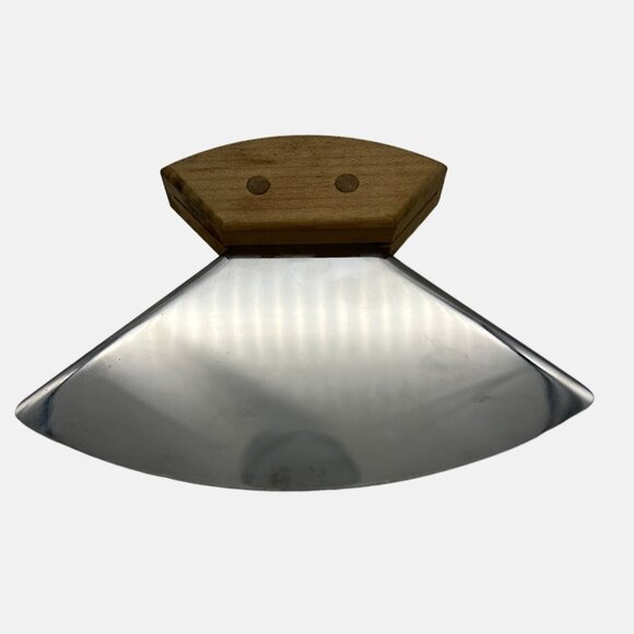 Alaskan ULU Stainless Steel Dough Knife Wood Handle Bear Design 5.5” Blade - Picture 2 of 7